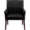 Flash Furniture Taylor LeatherSoft Upholstered Executive Side Reception Chair, Lobby Chair with Cushions and Padded Arms, Black(Black)