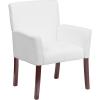 Flash Furniture Taylor LeatherSoft Upholstered Executive Side Reception Chair, Lobby Chair with Cushions and Padded Arms, Black(White)