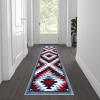 Flash Furniture Teagan Collection Southwestern Style Area Rug – Olefin Red Accent Rug – 2′ x 7′ – Jute Backing – Entryway, Living Room, Bedroom(Red)