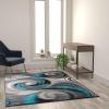 Flash Furniture Tellus Collection Ocean Wave Patterned Area Rug – Turquoise Olefin Fibers with Jute Backing – 8′ x 10′ – Entryway, Living Room, Bedroom(5′ x 7′ (Rectangular))
