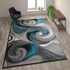 Flash Furniture Tellus Collection Ocean Wave Patterned Area Rug – Turquoise Olefin Fibers with Jute Backing – 8′ x 10′ – Entryway, Living Room, Bedroom(8′ x 10′ (Rectangular))