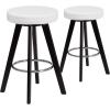 Flash Furniture Trenton Series 24” High Contemporary Cappuccino Wood Counter Height Stool with White Vinyl Seat (Pack of 2)(White)