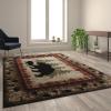 Flash Furniture Ursus Collection Rustic Lodge Wandering Black Bear & Cub Area Rug – Olefin Fibers in Brown, Beige, Black, & Green – 6′ x 9′ Accent Rug – Jute Backing(6′ x 9′ (Rectangular))