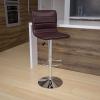 Flash Furniture Vincent Modern Adjustable Height Barstool with Footrest and Padded Mid-Back, Upholstered Vinyl Bar/Counter Height Stool, White/Chrome(Brown)