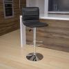 Flash Furniture Vincent Modern Adjustable Height Barstool with Footrest and Padded Mid-Back, Upholstered Vinyl Bar/Counter Height Stool, White/Chrome(Grey)