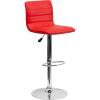 Flash Furniture Vincent Modern Adjustable Height Barstool with Footrest and Padded Mid-Back, Upholstered Vinyl Bar/Counter Height Stool, White/Chrome(Red)