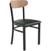 Flash Furniture Wright Commercial Grade Dining Chair – Natural Birch Finish Solid Wood Seat and Boomerang Back – 500 LB. Capacity Black Steel Frame(Natural Birch Wood Back/Green Vinyl Seat)