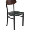 Flash Furniture Wright Commercial Grade Dining Chair – Natural Birch Finish Solid Wood Seat and Boomerang Back – 500 LB. Capacity Black Steel Frame(Walnut Wood Back/Green Vinyl Seat)