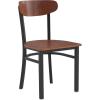 Flash Furniture Wright Commercial Grade Dining Chair – Natural Birch Finish Solid Wood Seat and Boomerang Back – 500 LB. Capacity Black Steel Frame(Walnut)