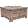 Flash Furniture Wyatt Farmhouse Coffee Table with Storage, Square Coffee Table with Hinged Lift Top and Hidden Storage, 35.75″ Square, Two-Toned White/Rustic Oak(Gray Wash)