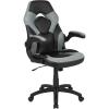 Flash Furniture X10 High-Back LeatherSoft Racing Style Gaming Chair with Flip-Up Arms, Ergonomic Padded Swivel Computer Chair, Red/Black(Grey)