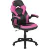 Flash Furniture X10 High-Back LeatherSoft Racing Style Gaming Chair with Flip-Up Arms, Ergonomic Padded Swivel Computer Chair, Red/Black(Pink)