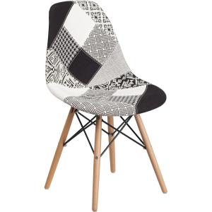 Flash Furniture 2 Pack Elon Series Milan Patchwork Fabric Chair with Wooden Legs(Turin Patchwork)