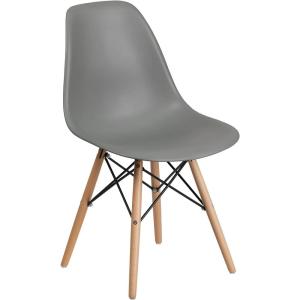 Flash Furniture 2 Pack Elon Series Moss Gray Plastic Chair with Wooden Legs for Versatile Kitchen, Dining Room, Living Room, Library or Desk Use(Moss Gray)