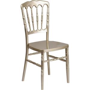 Flash Furniture 2 Pack HERCULES Series White Resin Stacking Napoleon Chair(Gold)