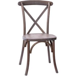 Flash Furniture 2-Pack Advantage Commercial X-Back Chairs with Solid Elm Wood One Piece Frame in Medium Natural with White Grain(Dark Driftwood)
