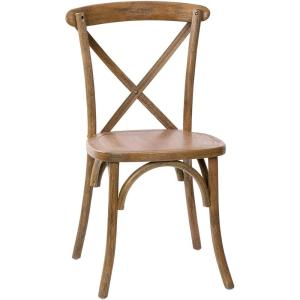 Flash Furniture 2-Pack Advantage Commercial X-Back Chairs with Solid Elm Wood One Piece Frame in Medium Natural with White Grain(Dark Natural)