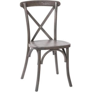 Flash Furniture 2-Pack Advantage Commercial X-Back Chairs with Solid Elm Wood One Piece Frame in Medium Natural with White Grain(Grey)