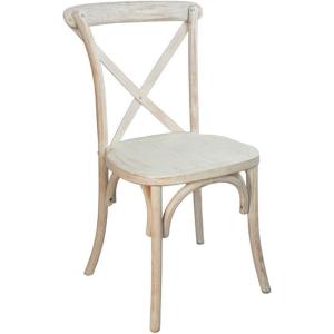 Flash Furniture 2-Pack Advantage Commercial X-Back Chairs with Solid Elm Wood One Piece Frame in Medium Natural with White Grain(Lime Wash)