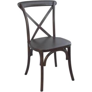 Flash Furniture 2-Pack Advantage Commercial X-Back Chairs with Solid Elm Wood One Piece Frame in Medium Natural with White Grain(Walnut)