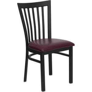 Flash Furniture 4 Pack HERCULES Series Black School House Back Metal Restaurant Chair – Black Vinyl Seat(Burgundy Vinyl Seat/Black Metal Frame)