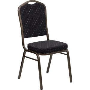 Flash Furniture 4 Pack HERCULES Series Crown Back Stacking Banquet Chair in Black Fabric – Silver Frame(Black Patterned Fabric/Gold Vein Frame)