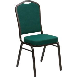 Flash Furniture 4 Pack HERCULES Series Crown Back Stacking Banquet Chair in Black Fabric – Silver Frame(Green Fabric/Gold Vein Frame)