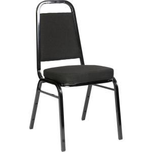 Flash Furniture 4 Pack HERCULES Series Trapezoidal Back Stacking Banquet Chair in Burgundy Patterned Fabric – Gold Frame(Black Fabric/Black Frame)