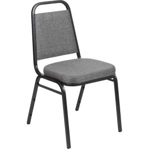 Flash Furniture 4 Pack HERCULES Series Trapezoidal Back Stacking Banquet Chair in Burgundy Patterned Fabric – Gold Frame(Gray Fabric/Silver Vein Frame)
