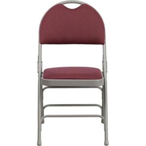 Flash Furniture 4 Pack HERCULES Series Ultra-Premium Triple Braced Burgundy Fabric Metal Folding Chair with Easy-Carry Handle(Burgundy Fabric/Gray Frame)