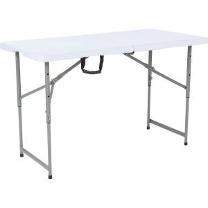 Flash Furniture 4-Foot Height Adjustable Bi-Fold Granite White Plastic Folding Table(Classic)
