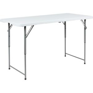 Flash Furniture 4-Foot Height Adjustable Bi-Fold Granite White Plastic Folding Table(Easy-Fold)