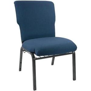 Flash Furniture Advantage Mixed Tan Discount Church Chair – 21 in. Wide(Navy Fabric/Silver Vein Frame)