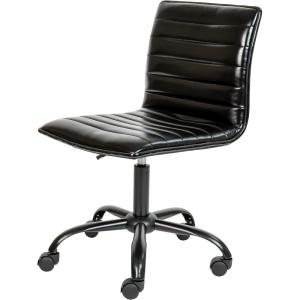 Flash Furniture Alan Office Task Chair – Brown Vinyl – Chrome Frame – Armless – Ribbed Back and Seat – Low Back Design(Black)
