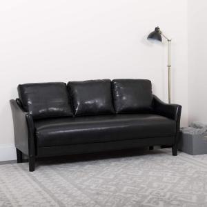 Flash Furniture Asti Upholstered Sofa in Black LeatherSoft