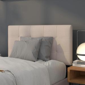 Flash Furniture Bedford Box Stitch Tufted Upholstered Twin Size Headboard in Black Fabric(Beige)