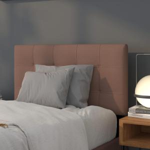 Flash Furniture Bedford Box Stitch Tufted Upholstered Twin Size Headboard in Black Fabric(Camel)