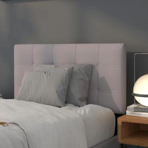 Flash Furniture Bedford Box Stitch Tufted Upholstered Twin Size Headboard in Black Fabric(Light Gray)