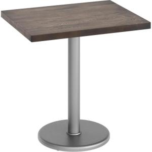 Flash Furniture Bennett 24″ x 30″ Solid Wood Commercial Indoor Tabletop in Dark Brown with 18″ Round Dining Height Black Cast Iron Base, 300 lb. Static Capacity(Dark Brown Top/Silver Base)