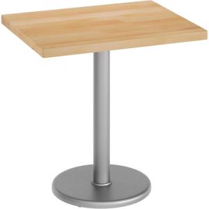 Flash Furniture Bennett 24″ x 30″ Solid Wood Commercial Indoor Tabletop in Dark Brown with 18″ Round Dining Height Black Cast Iron Base, 300 lb. Static Capacity(Natural Top/Silver Base)