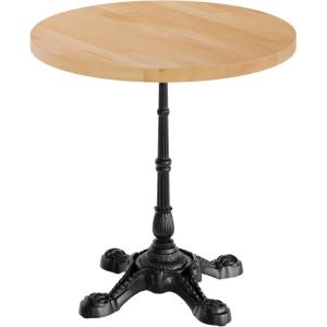 Flash Furniture Bennett 30″ Round Solid Wood Commercial Indoor Tabletop in Dark Brown with 22.75″ Rust-Resistant Black Cast Iron Bistro Base, 200 lb. Static Capacity(Natural Top/Black Base)