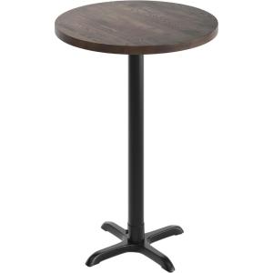 Flash Furniture Bennett 30″ Round Solid Wood Commercial Indoor Tabletop in Dark Brown with 22″ x 22″ Bar Height Black Cast Iron X Base, 300 lb. Static Capacity(Dark Brown Top/Black Base)
