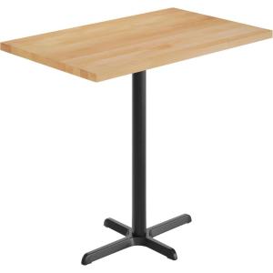 Flash Furniture Bennett 30″ x 48″ Solid Wood Commercial Indoor Tabletop in Dark Brown with 23.5″ x 29.5″ Bar Height Black Cast Iron X Base, 300 lb. Static Capacity(Natural Top/Black Base)