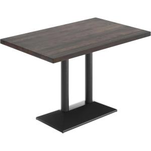 Flash Furniture Bennett 30″ x 48″ Solid Wood Commercial Indoor Tabletop in Dark Brown with 27″ x 15″ Dual Column Table Height Silver Cast Iron Base, 300 lb. Static Capacity(Dark Brown Top/Black Base)