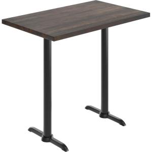 Flash Furniture Bennett 30″ x 48″ Solid Wood Commercial Indoor Tabletop in Natural with Dual 5″ x 22″ Bar Height Black Cast Iron T Bases, 400 lb. Static Capacity(Dark Brown Top/Black Base)