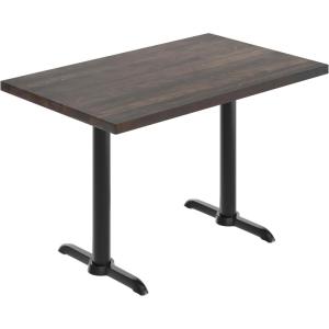 Flash Furniture Bennett 30″ x 48″ Solid Wood Commercial Indoor Tabletop in Natural with Dual 5″ x 22″ Dining Height Black Cast Iron T Bases, 400 lb. Static Capacity(Dark Brown Top/Black Base)