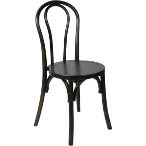Flash Furniture Betsy Commercial Solid Wood Dining Chair, Thonet Style, Stackable Design, Mortise and Tenon, 350 lbs. Static Weight Capacity, Black(Early American Wood)