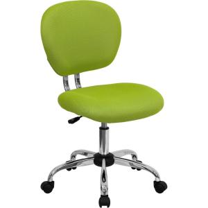 Flash Furniture Beverly Mid-Back White Mesh Padded Swivel Task Office Chair with Chrome Base(Apple Green)