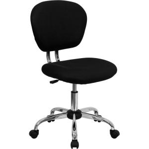 Flash Furniture Beverly Mid-Back White Mesh Padded Swivel Task Office Chair with Chrome Base(Black)