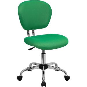 Flash Furniture Beverly Mid-Back White Mesh Padded Swivel Task Office Chair with Chrome Base(Bright Green)